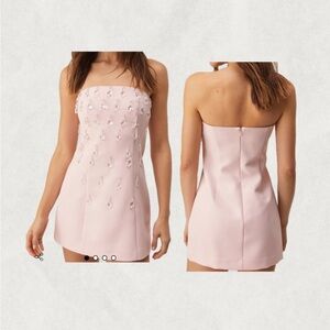 Pink Mini Dress With Tear Drop Embellishment